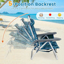 Beach Chairs Set of 2 Portable Folding Backpack Recliners with 5-Position Backrest and Padded Headrest by LJGDeals