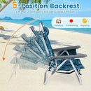 Beach Chairs Set of 2 Portable Folding Backpack Recliners with 5-Position Backrest and Padded Headrest by DirectDeals