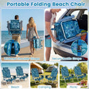 Beach Chairs Set of 2 Portable Folding Backpack Recliners with 5-Position Backrest and Padded Headrest by LJGDeals