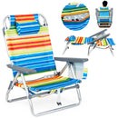 Beach Chairs Set of 2 Portable Folding Backpack Recliners with 5-Position Backrest and Padded Headrest by LJGDeals