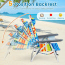 Beach Chairs Set of 2 Portable Folding Backpack Recliners with 5-Position Backrest and Padded Headrest by LJGDeals