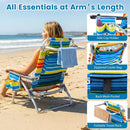Beach Chairs Set of 2 Portable Folding Backpack Recliners with 5-Position Backrest and Padded Headrest by LJGDeals