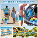 Beach Chairs Set of 2 Portable Folding Backpack Recliners with 5-Position Backrest and Padded Headrest by LJGDeals