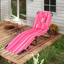 Beach Chaise Lounge Chair with Face Hole and Removable Pillow-Hot Pink by DirectDeals