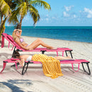 Beach Chaise Lounge Chair with Face Hole and Removable Pillow-Hot Pink by DirectDeals