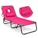 Beach Chaise Lounge Chair with Face Hole and Removable Pillow-Pink by DirectDeals