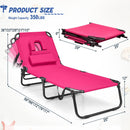 Beach Chaise Lounge Chair with Face Hole and Removable Pillow-Pink by DirectDeals