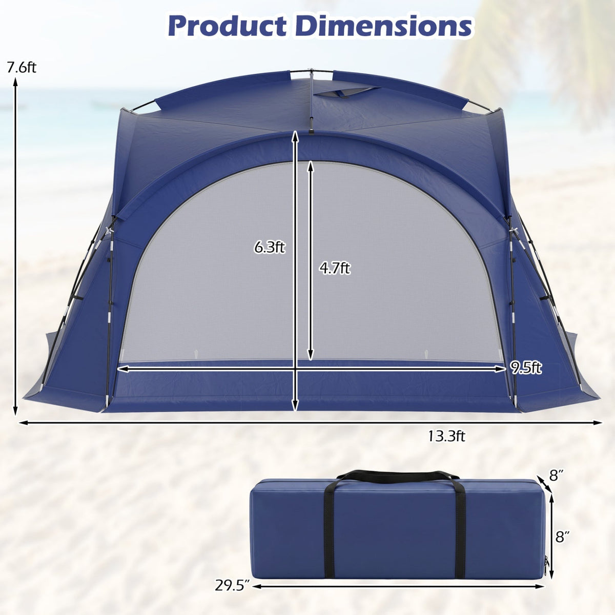 Large Beach Tent for 12-15 People with Removable Sidewalls, photo 5 of 10