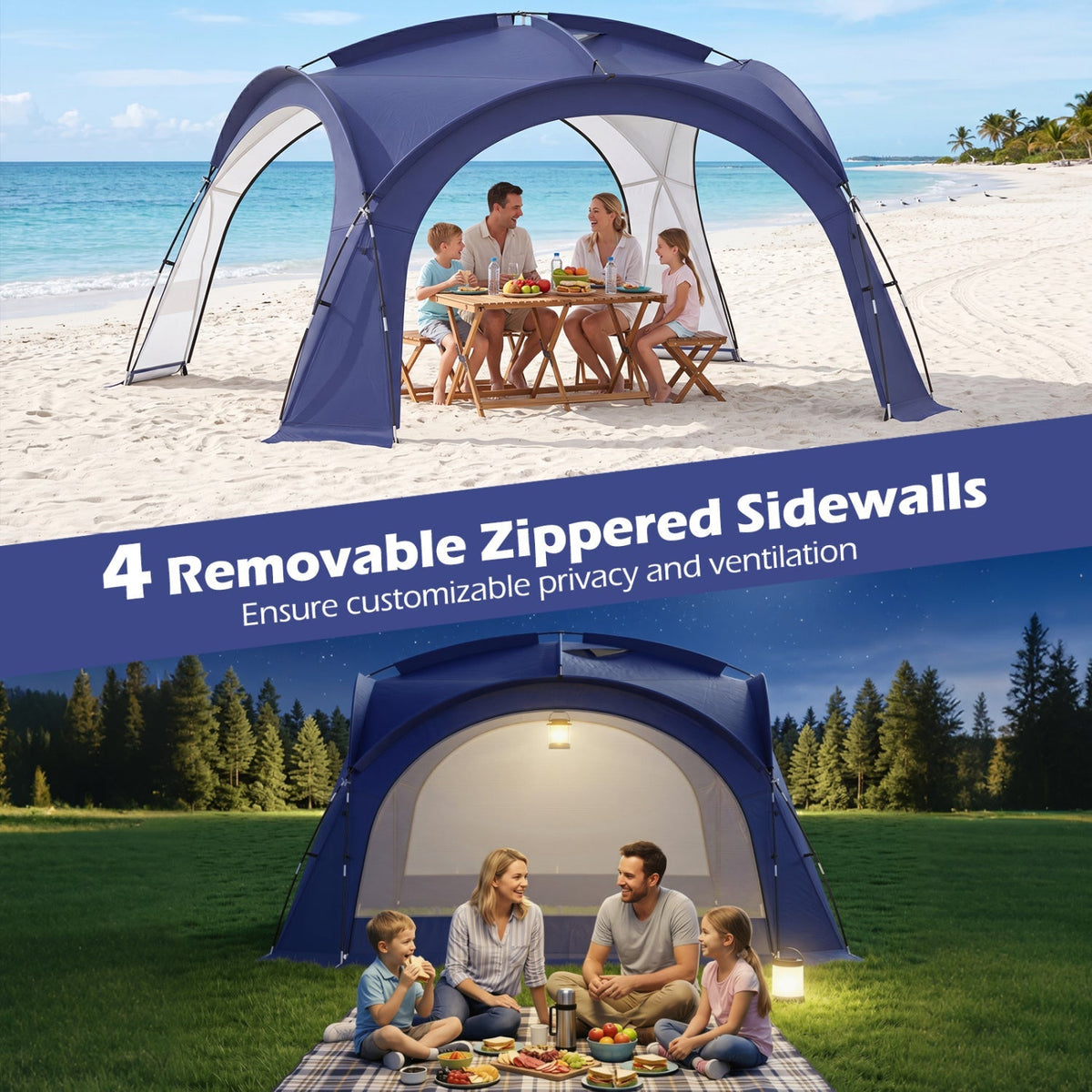 Large Beach Tent for 12-15 People with Removable Sidewalls, photo 6 of 10