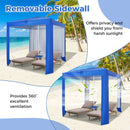 Beach Canopy Tent with Detachable Sidewall and Folding Table-Blue by LJGDeals