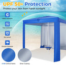 Beach Canopy Tent with Detachable Sidewall and Folding Table-Blue by LJGDeals