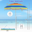 6.5 Feet Beach Umbrella with Carry Bag without Weight Base-Multicolor