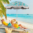 6.5 FT Beach Umbrella with Fringe Outdoor Tassel Umbrella with Push Button Tilt by LJGDeals