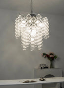 Beaded Vertical Textured Glass Chandelier