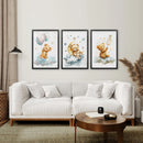 Set of 3 Teddy Bear with Balloon Print Decor Set by Wall Art Set