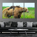 Bear and Cub Canvas Print Black and White Animal Wall Art