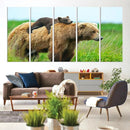 Bear and Cub Canvas Print Black and White Animal Wall Art