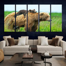 Bear and Cub Canvas Print Black and White Animal Wall Art