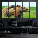 Bear and Cub Canvas Print Black and White Animal Wall Art