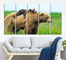 Bear and Cub Canvas Print Black and White Animal Wall Art