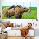 Bear and Cub Canvas Print Black and White Animal Wall Art