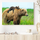 Bear and Cub Canvas Print Black and White Animal Wall Art