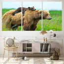 Bear and Cub Canvas Print Black and White Animal Wall Art