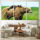 Bear and Cub Canvas Print Black and White Animal Wall Art