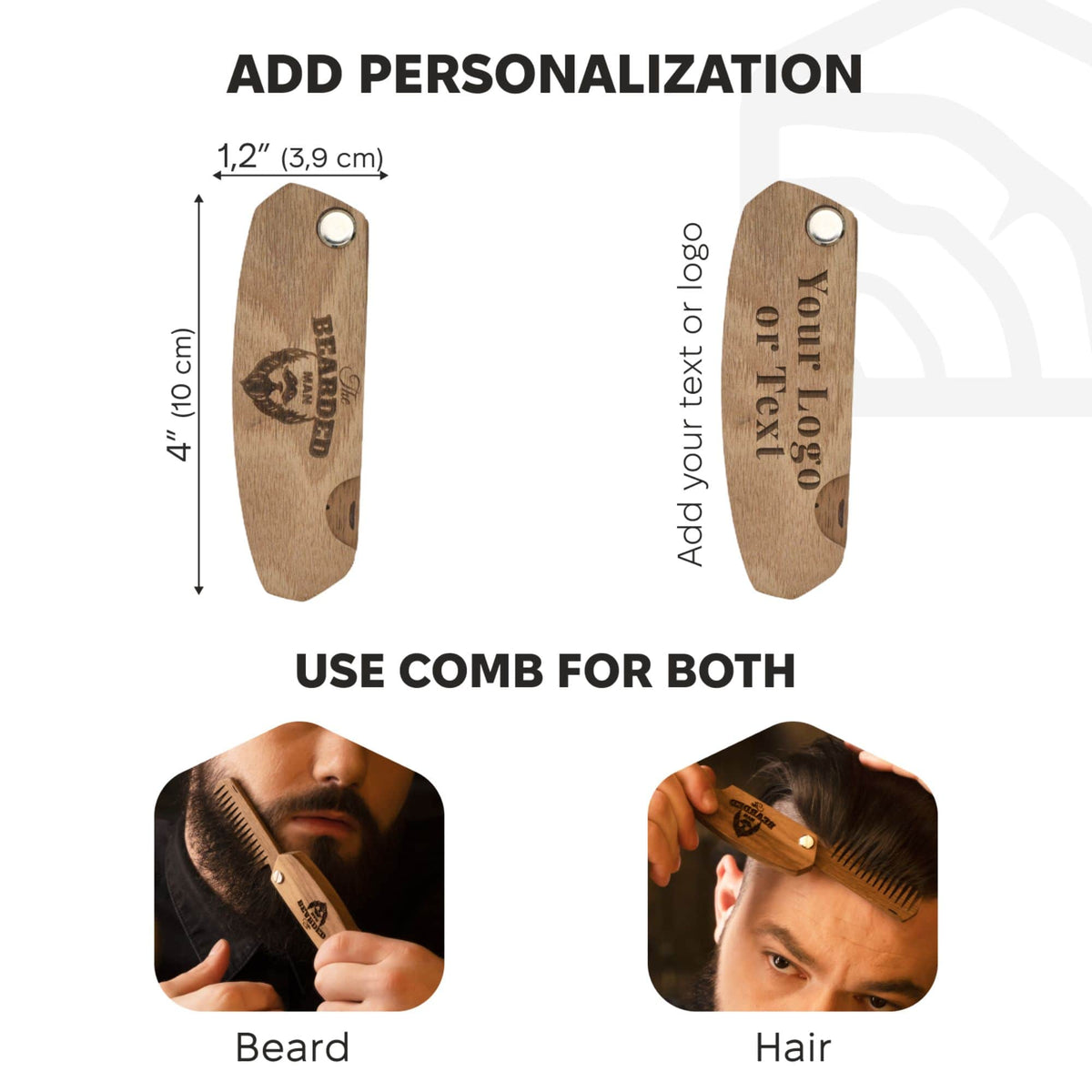 Wooden Beard Comb – Bearded Man, photo 8 of 13