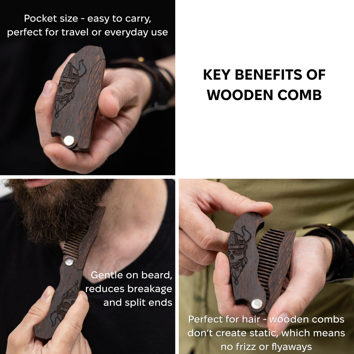 Wooden Beard Comb – Viking Design, photo 11 of 13