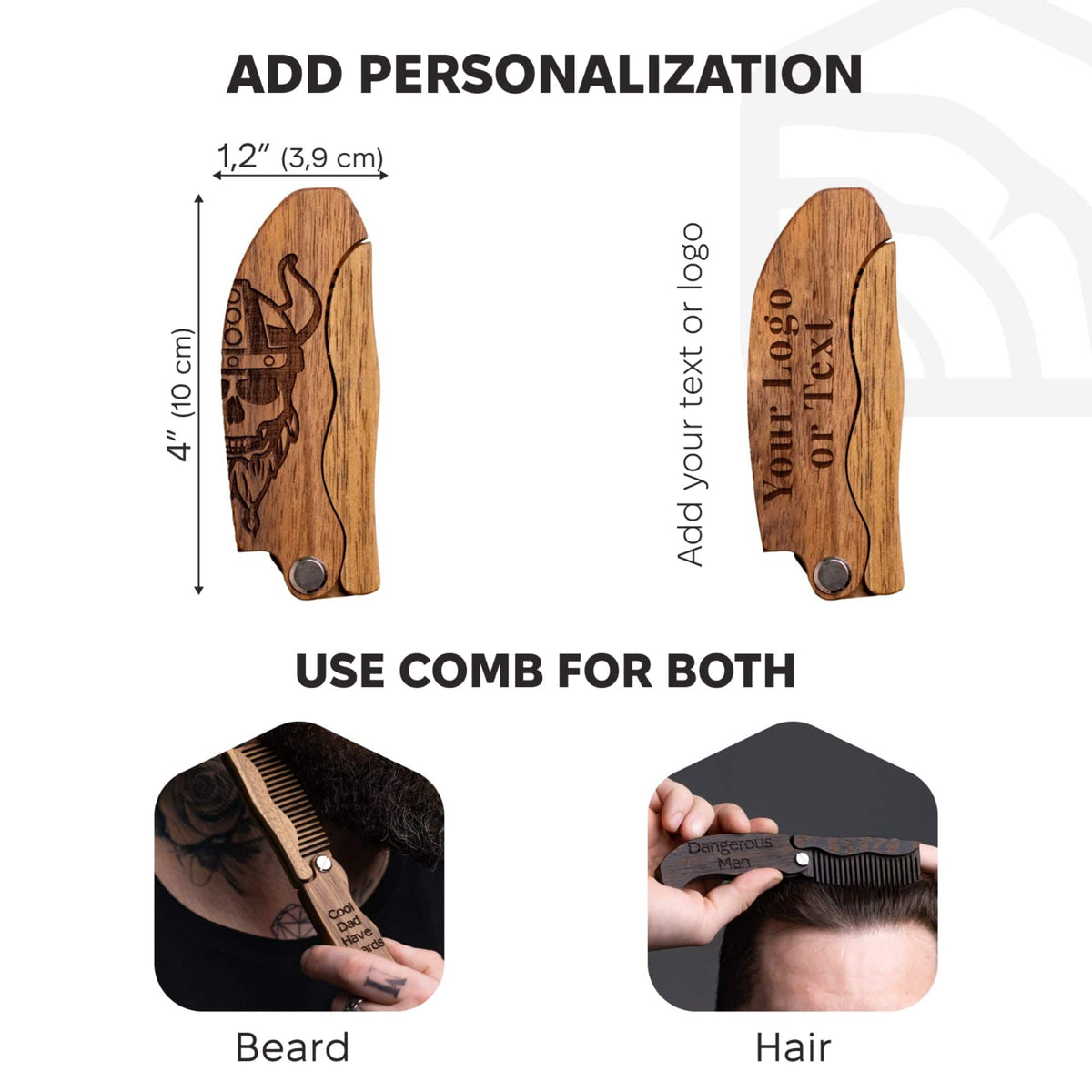 Wooden Beard Comb – Viking Design, photo 8 of 13