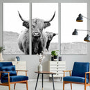 Beautiful Highland Cow Canvas Wall Art, Framed Highland Cow
