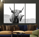 Beautiful Highland Cow Canvas Wall Art, Framed Highland Cow