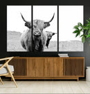 Beautiful Highland Cow Canvas Wall Art, Framed Highland Cow