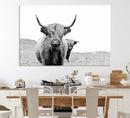 Beautiful Highland Cow Canvas Wall Art, Framed Highland Cow