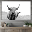 Beautiful Highland Cow Canvas Wall Art, Framed Highland Cow