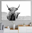 Beautiful Highland Cow Canvas Wall Art, Framed Highland Cow
