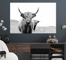 Beautiful Highland Cow Canvas Wall Art, Framed Highland Cow