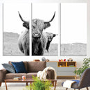 Beautiful Highland Cow Canvas Wall Art, Framed Highland Cow