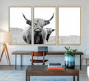 Beautiful Highland Cow Canvas Wall Art, Framed Highland Cow