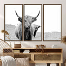Beautiful Highland Cow Canvas Wall Art, Framed Highland Cow