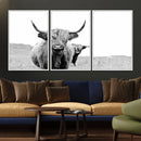 Beautiful Highland Cow Canvas Wall Art, Framed Highland Cow