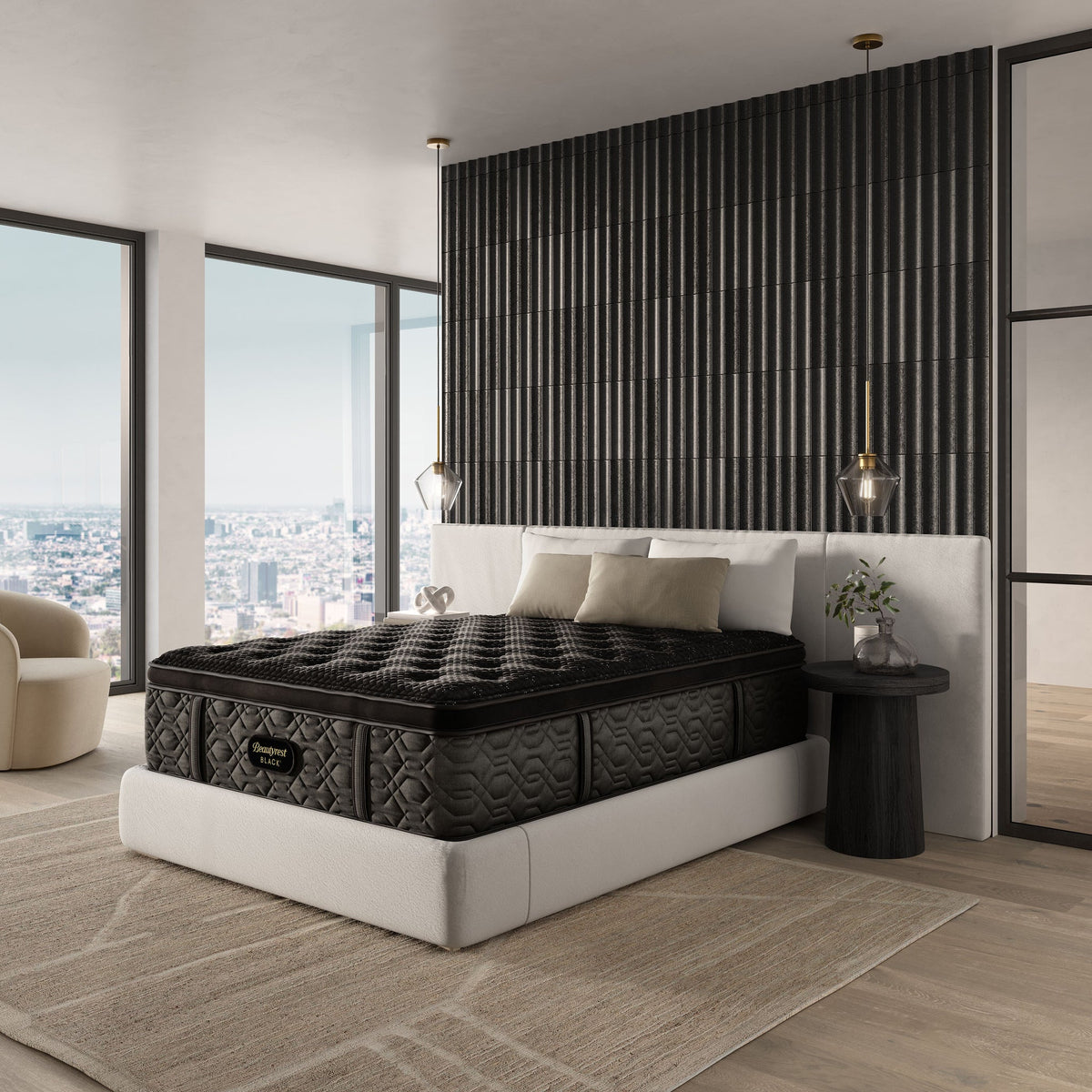 Black Series Three Medium Pillow Top, installed in a room