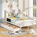 Twin/Full Size Bed Frame with 2 Drawers and Bookcase for Boys and Girls