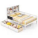Twin/Full Size Bed Frame with 2 Drawers and Bookcase for Boys and Girls by LJGDeals