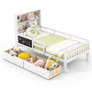 Twin/Full Size Bed Frame with 2 Drawers and Bookcase for Boys and Girls by LJGDeals