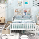 Twin/Full Size Bed Frame with 2 Drawers and Bookcase for Boys and Girls