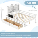 Twin/Full Size Bed Frame with 2 Drawers and Bookcase for Boys and Girls
