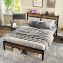 Full/Queen Size Bed Frame with Charging Station and Storage Headboard by LJGDeals