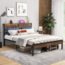 Full/Queen Size Bed Frame with Charging Station and Storage Headboard by LJGDeals
